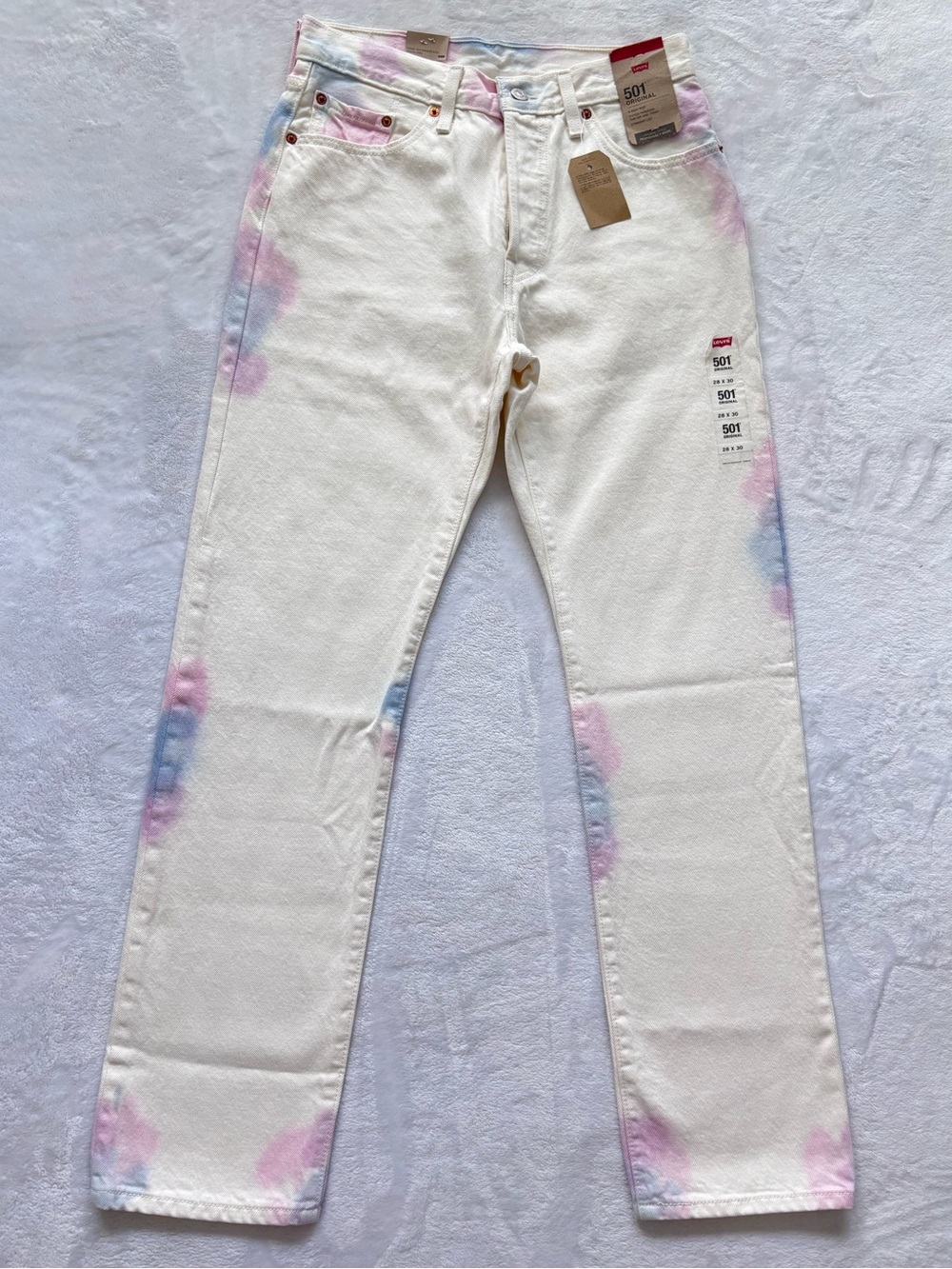 LEVI’S 501 Original Button Fly High Rise Tie Dye Straight Leg Jeans--NWT--28x30